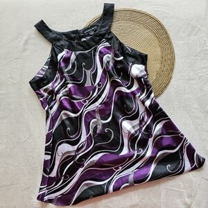 Beechers Brook Black and Purple Sleeveless Top